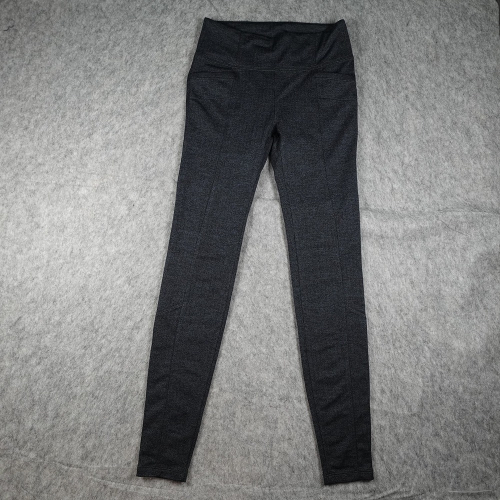 Athleta Leggings Women Medium Tall Gray Herringbone Metro High Waist Textured